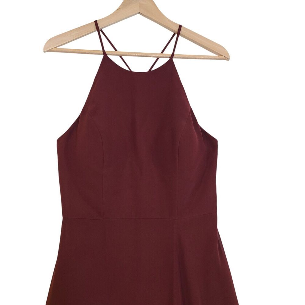 Jenny Yoo Bridesmaids Dress Womens Size 10 Wine Full Length Gown High Thigh Slit - Picture 4 of 9